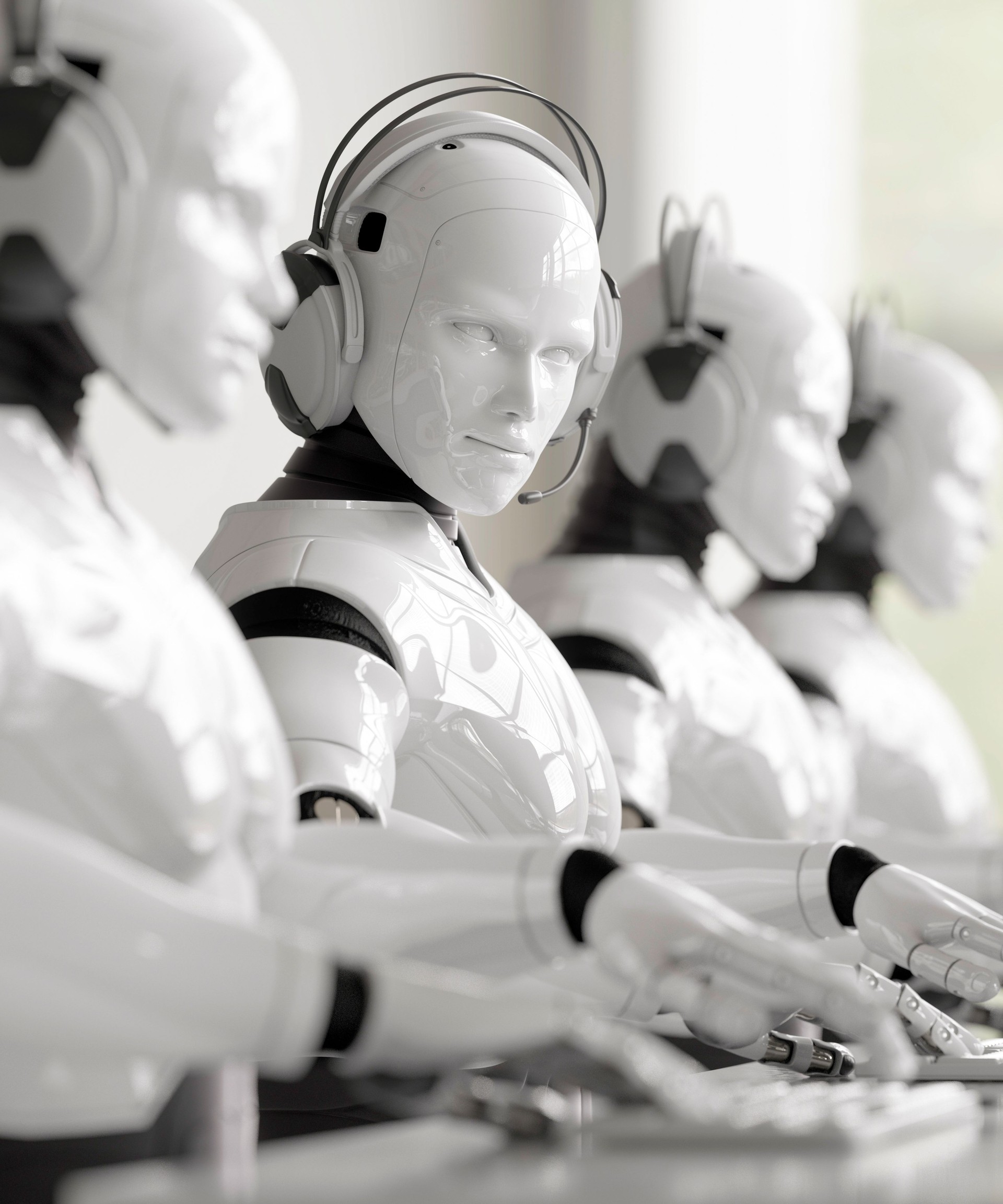 Computer AI customer service concept 3d render