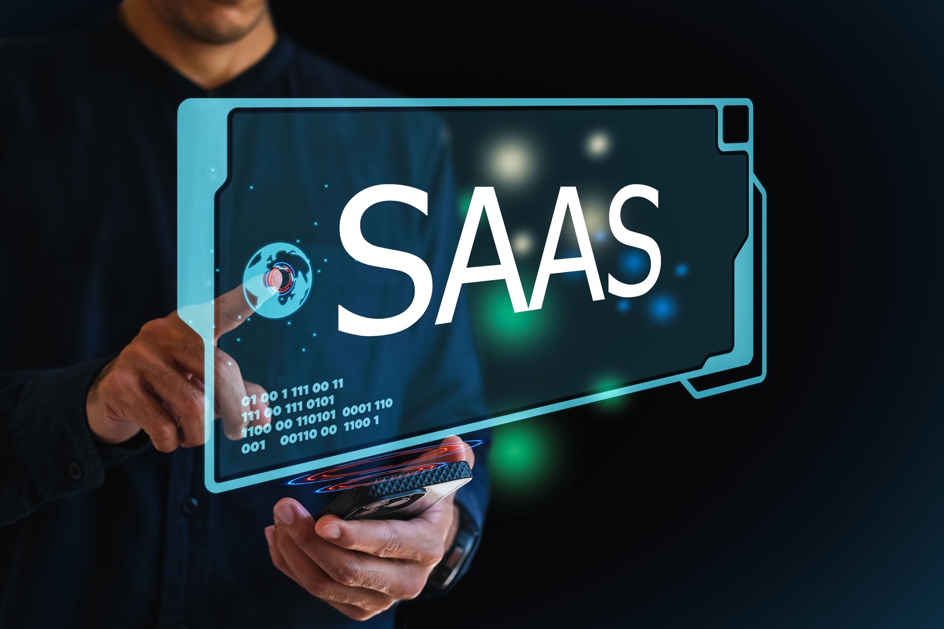 Software as a Service  saas Ai commerce image recognition technology Applications things online banner template design web social media shopping online Hand UI User interface programmer Ai